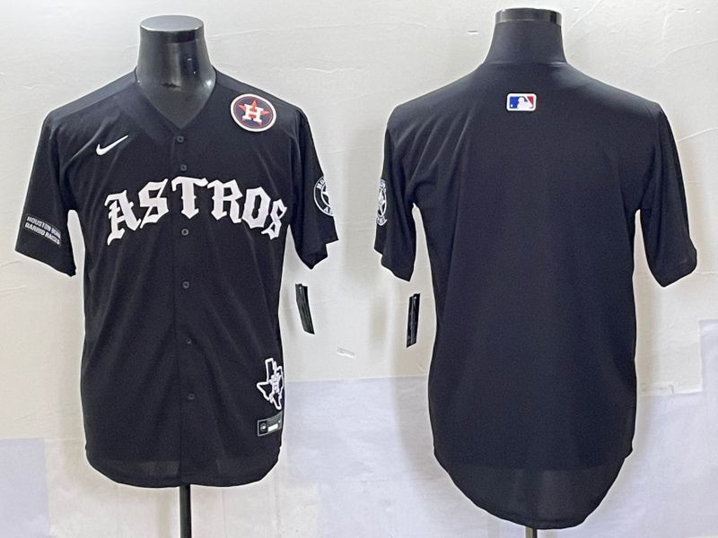 Men 2025 Houston Astros Blank Black Seven generations Joint Name Nike MLB Jersey style 5->houston astros->MLB Jersey